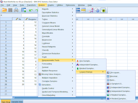 Menu Wald-Wolfowitz dalam SPSS Versi 26
